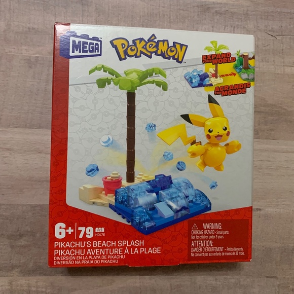 MEGA Pokémon Action Figure Building Toys Set, Pikachu's Beach Splash - Picture 1 of 5